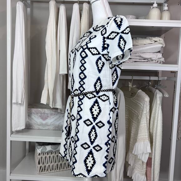 CALS mini dress. sz. Small Black & blue Graphic pattern gold chain belt. #0592 - Picture 5 of 9